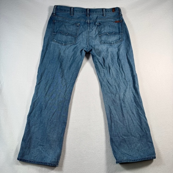 7 for All Mankind Jeans Mens 38 Blue Austyn Straight Mid Rise Medium Wash - Picture 2 of 12